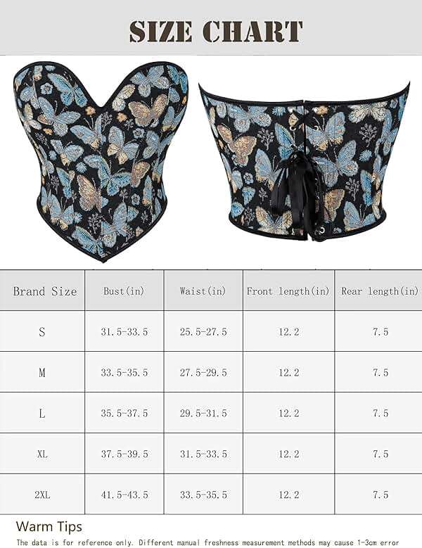 QIAIYALA Blue Butterfly Pattern Corset Top for Women Floral Bustier Lace Up Boned Overbust Lingerie Bodyshaper - Image 6