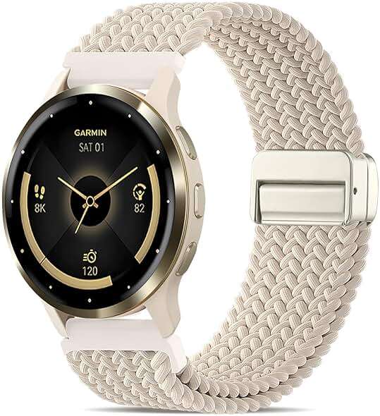 Oanux 18mm Magnetic Braided Compatible with Garmin Venu 3s Watch Band/Venu 4 41mm/Vivoactive 4s/Venu 2s/Vivomove 3s/Forerunner 255S/Forerunner 265S, Elastic Nylon Sport Stretchy Strap for Women Men - Image 1