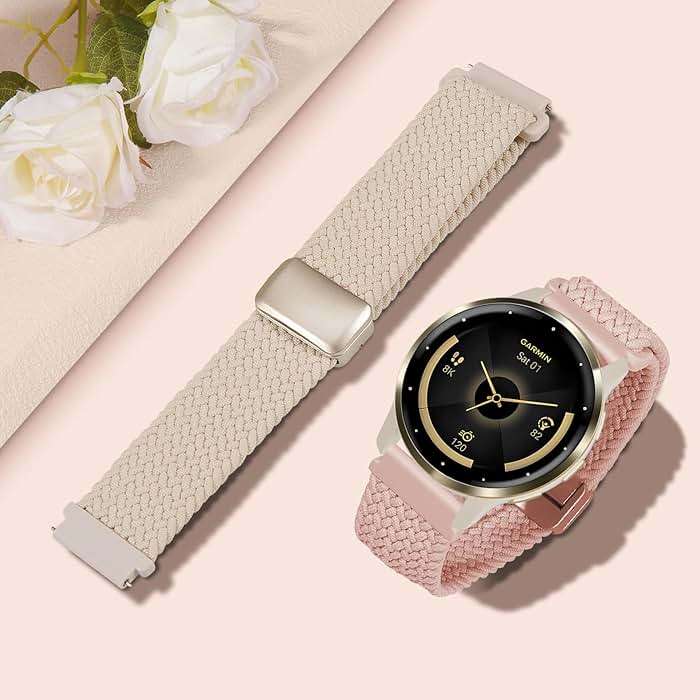 Oanux 18mm Magnetic Braided Compatible with Garmin Venu 3s Watch Band/Venu 4 41mm/Vivoactive 4s/Venu 2s/Vivomove 3s/Forerunner 255S/Forerunner 265S, Elastic Nylon Sport Stretchy Strap for Women Men - Image 4