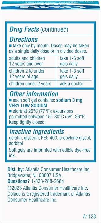 Colace Clear Stool Softener Soft Gel Capsules, 60 Count, Constipation Relief, 50 mg Docusate Sodium, Doctor Recommended - Image 2