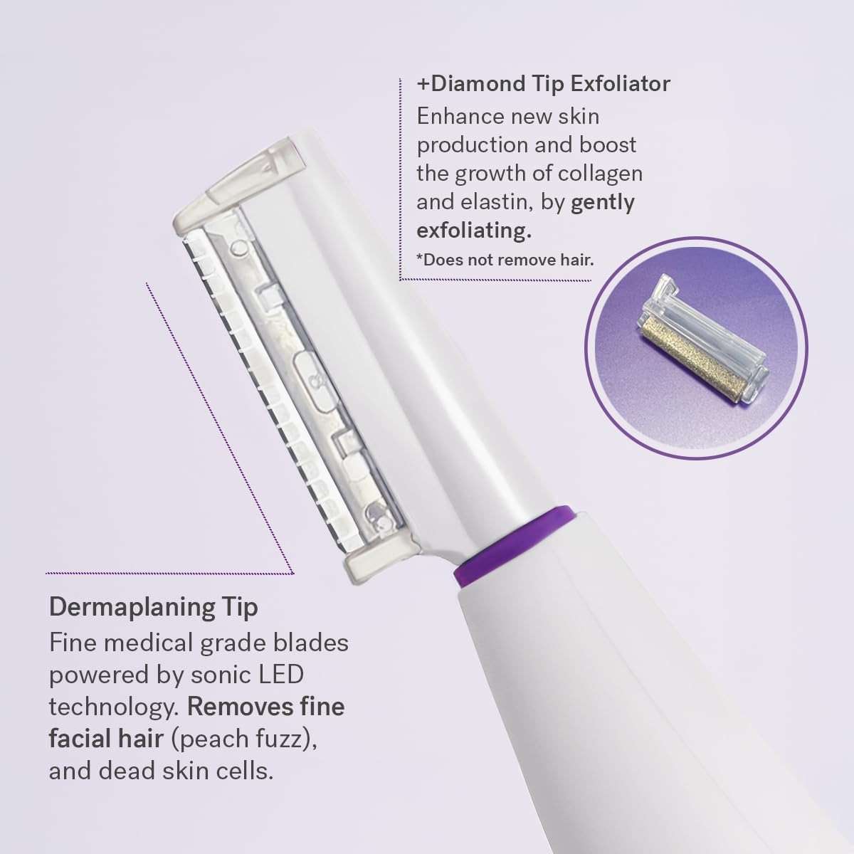 Michael Todd Beauty Sonicsmooth Pro+ Dermaplane Razor for Women Face + Eyebrow Trimmer Dermaplaning System w/LED Light Peach Fuzz Remover -16 Dermaplaning Blades & 2 Microsmooth Exfoliation Tips - Image 7