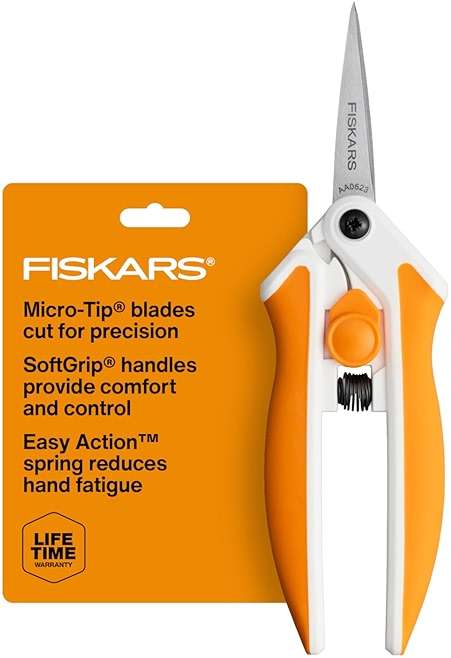 Fiskars Micro-Tip Spring Assisted Scissors, Precision Cutting Stainless Steel Blades, Comfort Handle, Cut Details in Fabric, Sewing Scissors and Arts and Crafts Tools - Image 1