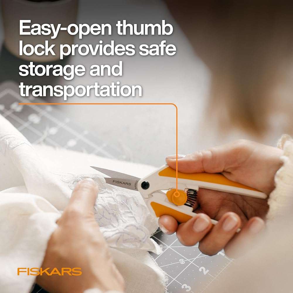 Fiskars Micro-Tip Spring Assisted Scissors, Precision Cutting Stainless Steel Blades, Comfort Handle, Cut Details in Fabric, Sewing Scissors and Arts and Crafts Tools - Image 5
