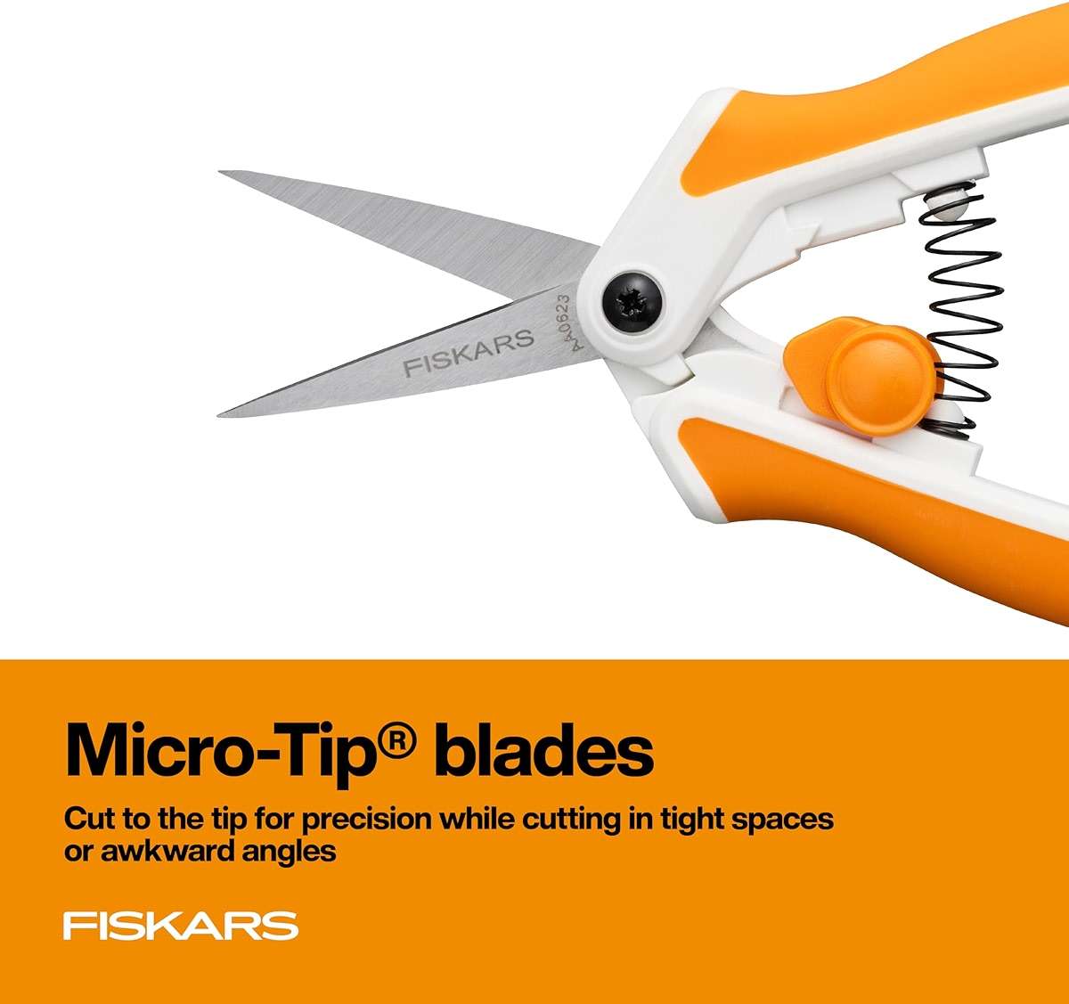 Fiskars Micro-Tip Spring Assisted Scissors, Precision Cutting Stainless Steel Blades, Comfort Handle, Cut Details in Fabric, Sewing Scissors and Arts and Crafts Tools - Image 7