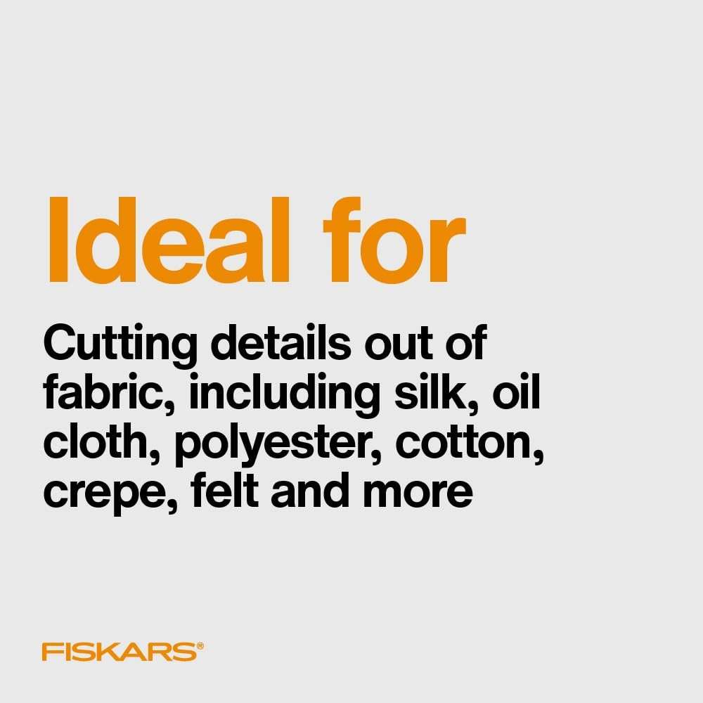 Fiskars Micro-Tip Spring Assisted Scissors, Precision Cutting Stainless Steel Blades, Comfort Handle, Cut Details in Fabric, Sewing Scissors and Arts and Crafts Tools - Image 8