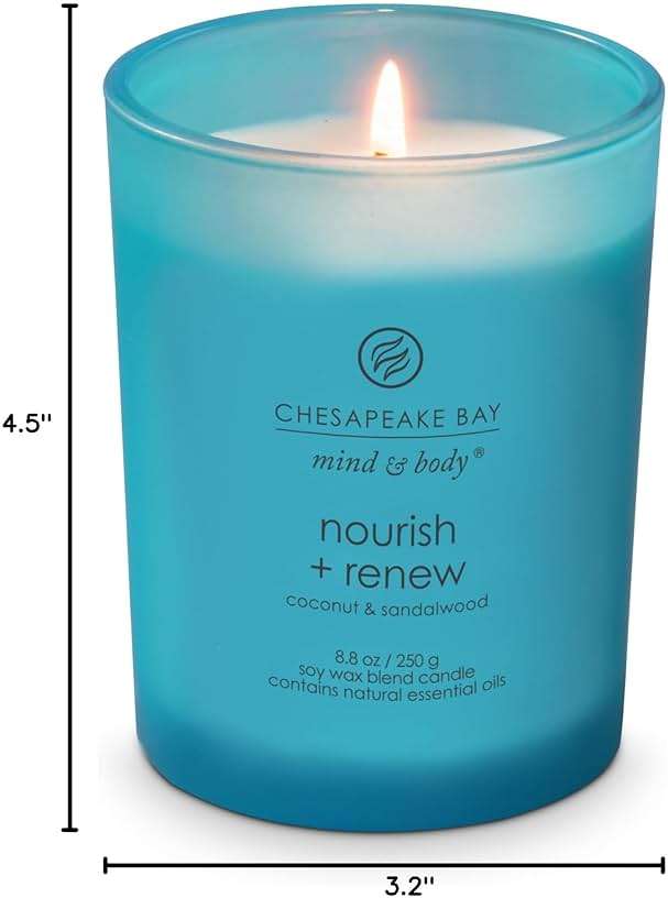 Chesapeake Bay Candle Mind & Body Medium Jar Candle Nourish + Renew (Coconut & Sandalwood) - Image 2