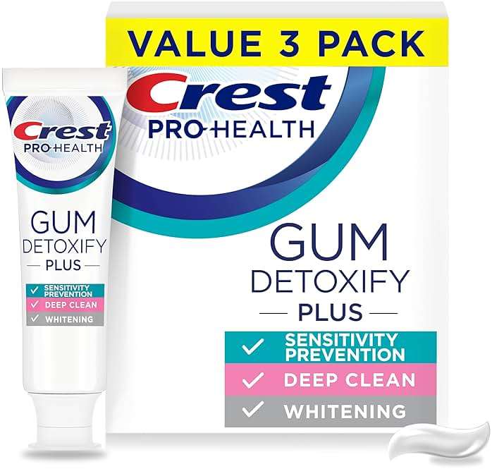 Crest Pro-Health Gum Detoxify Plus Toothpaste 4.5 oz Pack of 3 - Antibacterial Fluoride Toothpaste, Sensitivity Protection, Whitens Teeth, Anticavity, Plaque Control - Image 1