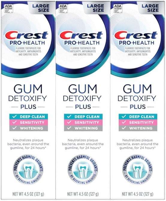 Crest Pro-Health Gum Detoxify Plus Toothpaste 4.5 oz Pack of 3 - Antibacterial Fluoride Toothpaste, Sensitivity Protection, Whitens Teeth, Anticavity, Plaque Control - Image 10