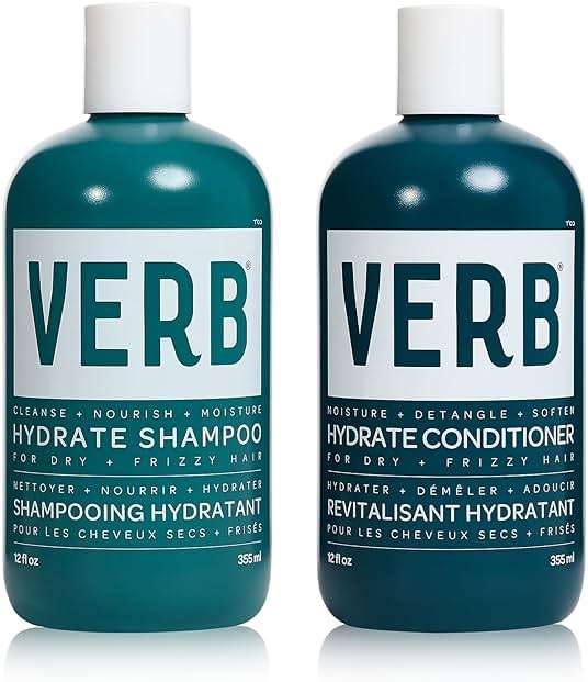 VERB Hydrate Shampoo + Conditioner Duo - Cleanses + Nourishes Dry + Frizzy Hair to Smooth + Reduce Frizz - Amber + Warm Jasmine Scent - Image 1