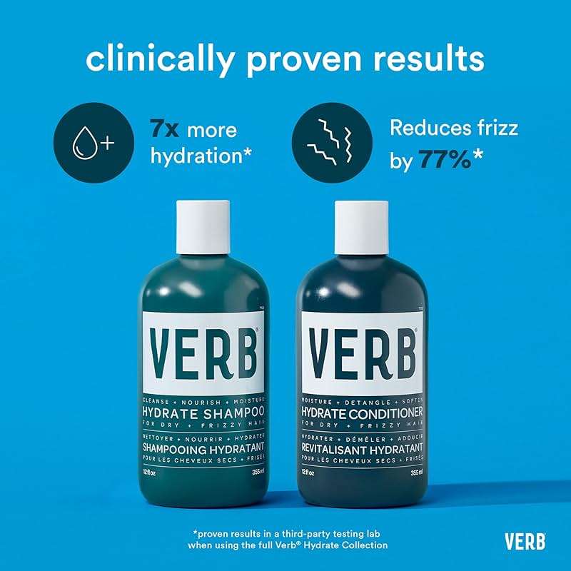 VERB Hydrate Shampoo + Conditioner Duo - Cleanses + Nourishes Dry + Frizzy Hair to Smooth + Reduce Frizz - Amber + Warm Jasmine Scent - Image 2