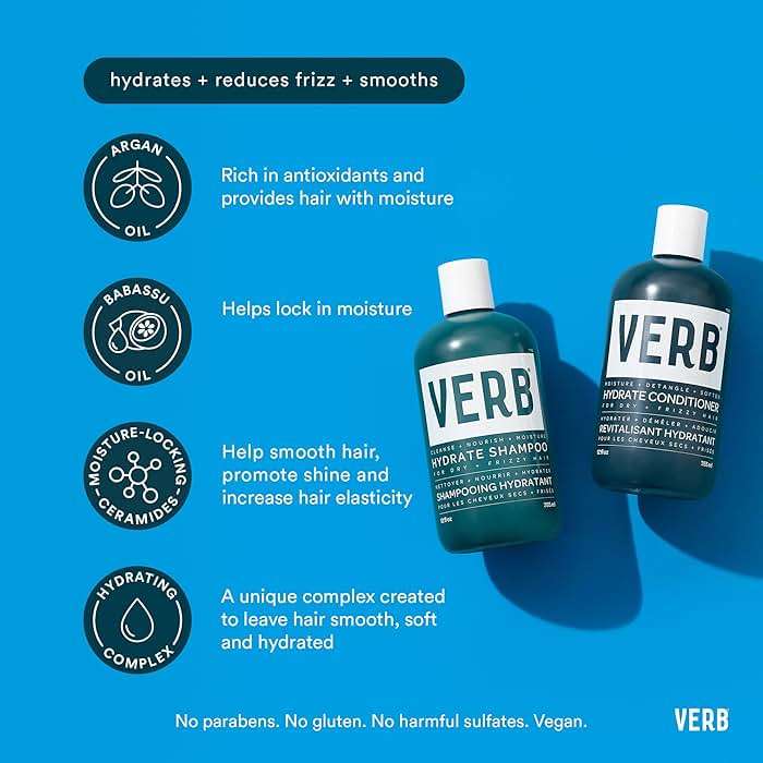 VERB Hydrate Shampoo + Conditioner Duo - Cleanses + Nourishes Dry + Frizzy Hair to Smooth + Reduce Frizz - Amber + Warm Jasmine Scent - Image 3