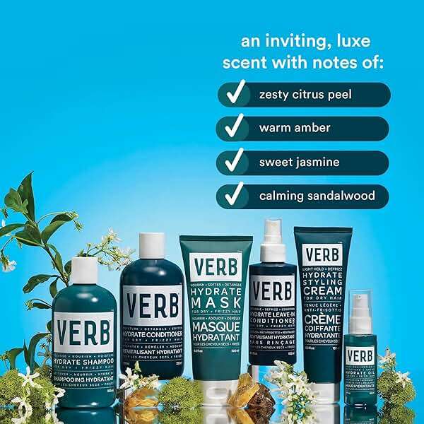VERB Hydrate Shampoo + Conditioner Duo - Cleanses + Nourishes Dry + Frizzy Hair to Smooth + Reduce Frizz - Amber + Warm Jasmine Scent - Image 6