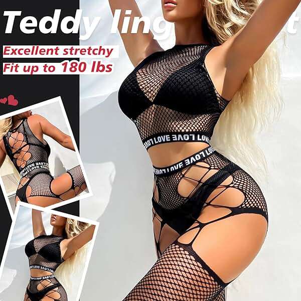 Famstar Sexy Lingerie for Women Naughty Fishnet Lingerie Set Bodysuit Erotic Teddy Sheer Mesh Outfits - Image 3