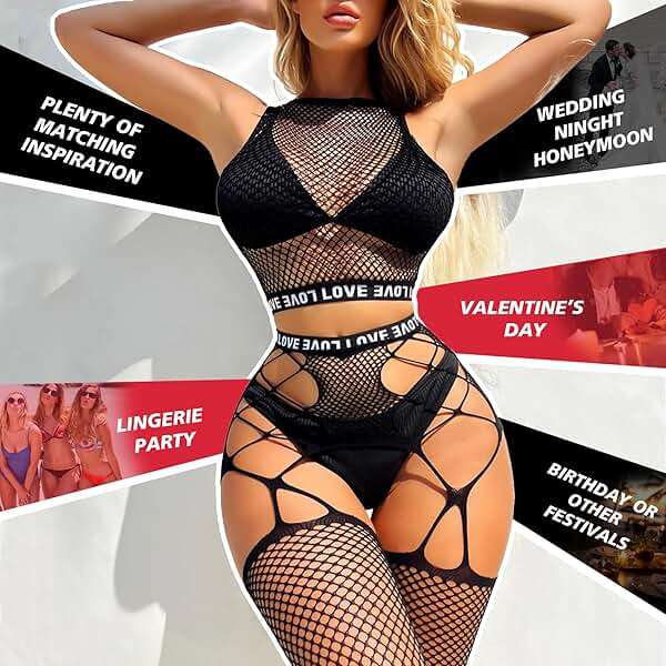 Famstar Sexy Lingerie for Women Naughty Fishnet Lingerie Set Bodysuit Erotic Teddy Sheer Mesh Outfits - Image 6