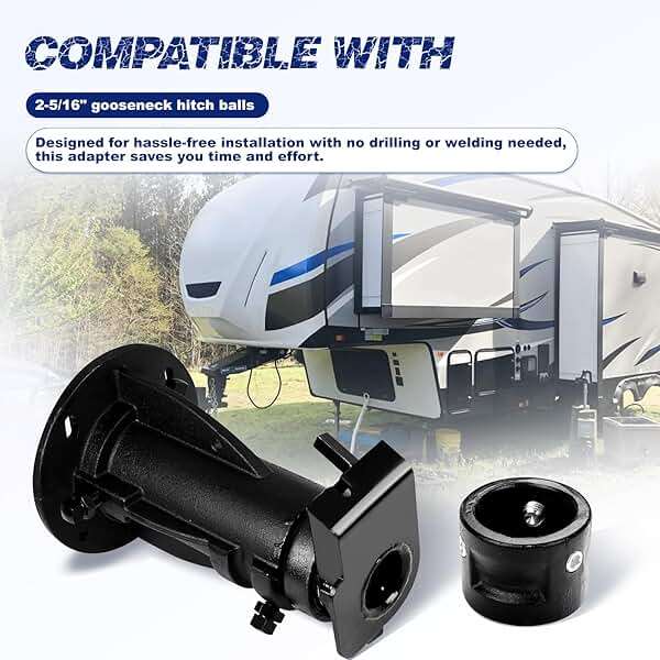 C5G1216 12"-16" Adjustable Cushioned 5th Wheel to Gooseneck Adapter Compatible with 2-5/16" Gooseneck Hitch Balls, Towing Capacity 20000 Lbs, OE C5G1216 - Image 2