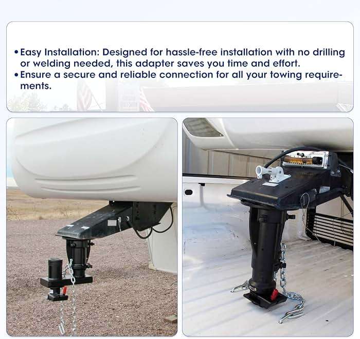 C5G1216 12"-16" Adjustable Cushioned 5th Wheel to Gooseneck Adapter Compatible with 2-5/16" Gooseneck Hitch Balls, Towing Capacity 20000 Lbs, OE C5G1216 - Image 6
