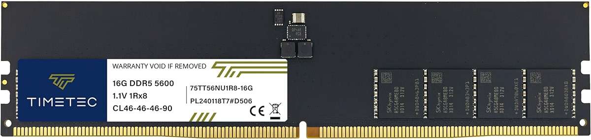 Timetec 16GB DDR5 5600MHz PC5-44800 Unbuffered Non-ECC 1.1V CL46 1Rx8 Sinlge Rank 288 Pin UDIMM Desktop Memory RAM Module Upgrade - Image 1