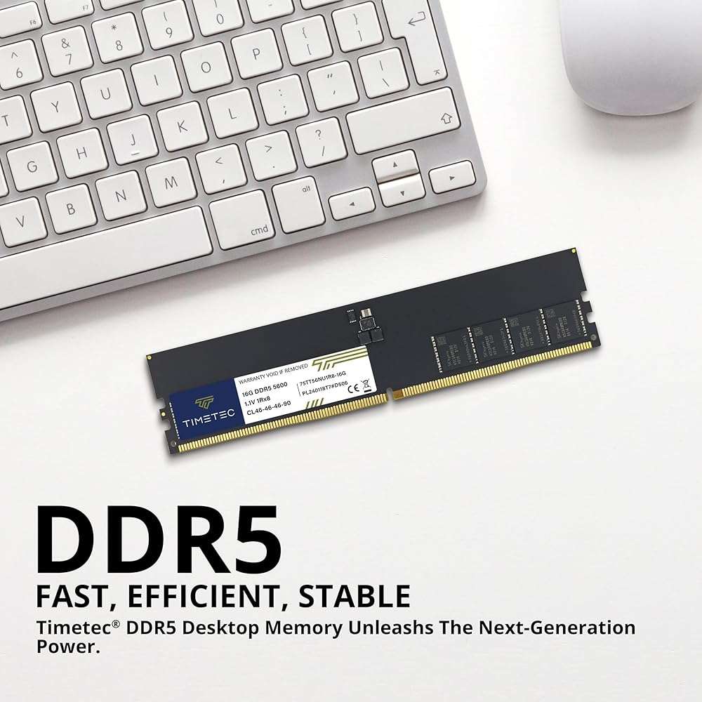 Timetec 16GB DDR5 5600MHz PC5-44800 Unbuffered Non-ECC 1.1V CL46 1Rx8 Sinlge Rank 288 Pin UDIMM Desktop Memory RAM Module Upgrade - Image 4