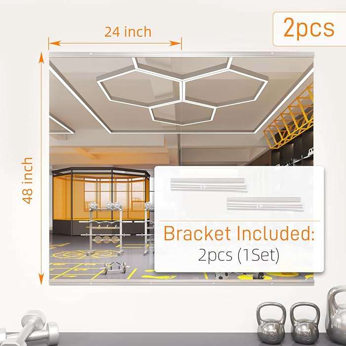 pertetey Home Gym Mirror, 48X24 Inch(Each)-2Pack Large Frameless Tempered Glass Full Body Wall Mounted for Yoga, Exercise, Dance Studio - Image 2