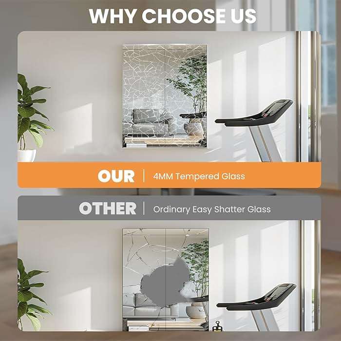 pertetey Home Gym Mirror, 48X24 Inch(Each)-2Pack Large Frameless Tempered Glass Full Body Wall Mounted for Yoga, Exercise, Dance Studio - Image 4