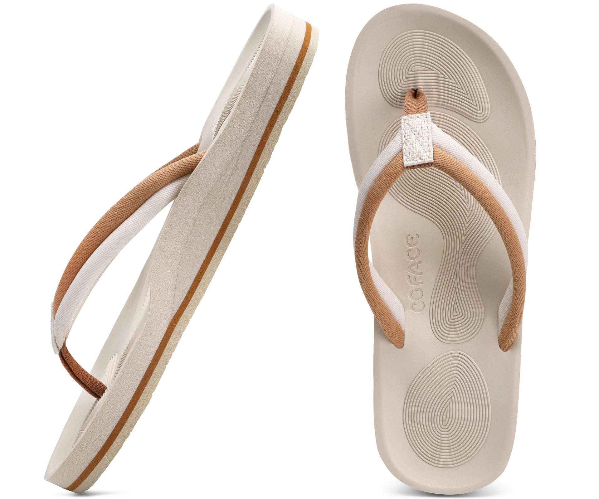 COFACE Flip Flops For Women with Arch Support Comfortable Yoga Mat Orthopedic Sandals Lightweight Womens Flip-Flop - Image 1