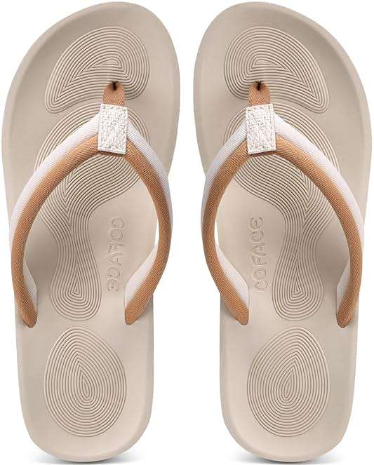 COFACE Flip Flops For Women with Arch Support Comfortable Yoga Mat Orthopedic Sandals Lightweight Womens Flip-Flop - Image 2