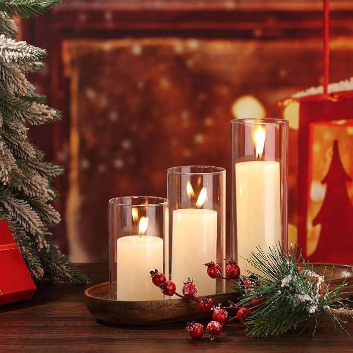 Shihanee Set of 36 Pillar Candles and Glass Cylinder Vases Clear Cylinder Holders for Slim Pillar Candles Wedding Centerpieces(2.6'' X 4.7'', 5.9'', 7.9'',Ivory White) - Image 5