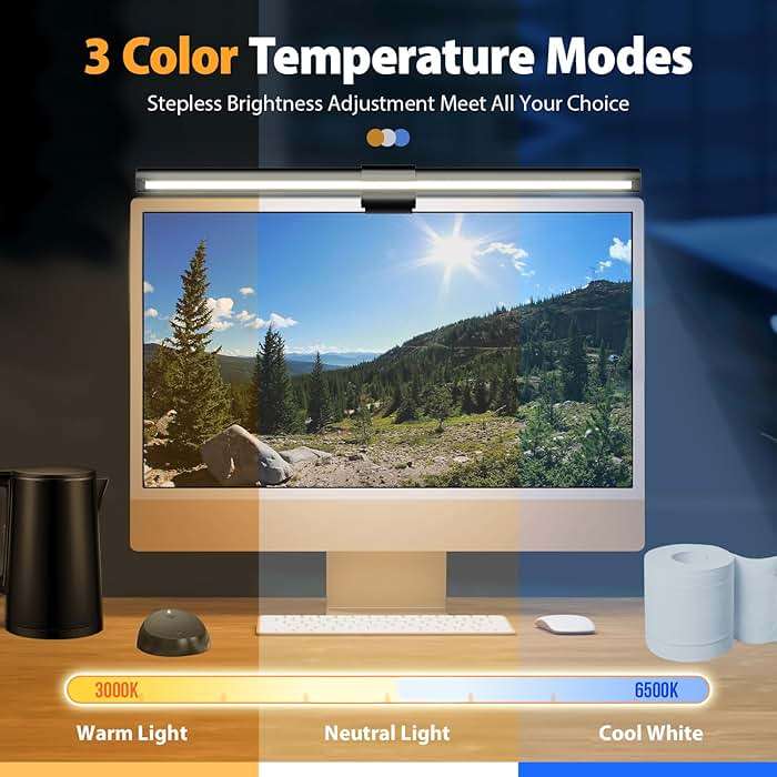 RAPOBO Monitor Light Bar, Screen Light Bar, PC light, Desk Lamp for Eye Caring, Space Saving with Remote Control, Adjustable Color Temperature, Backlight, USB Powered LED for Home Office Work (Remote) - Image 4