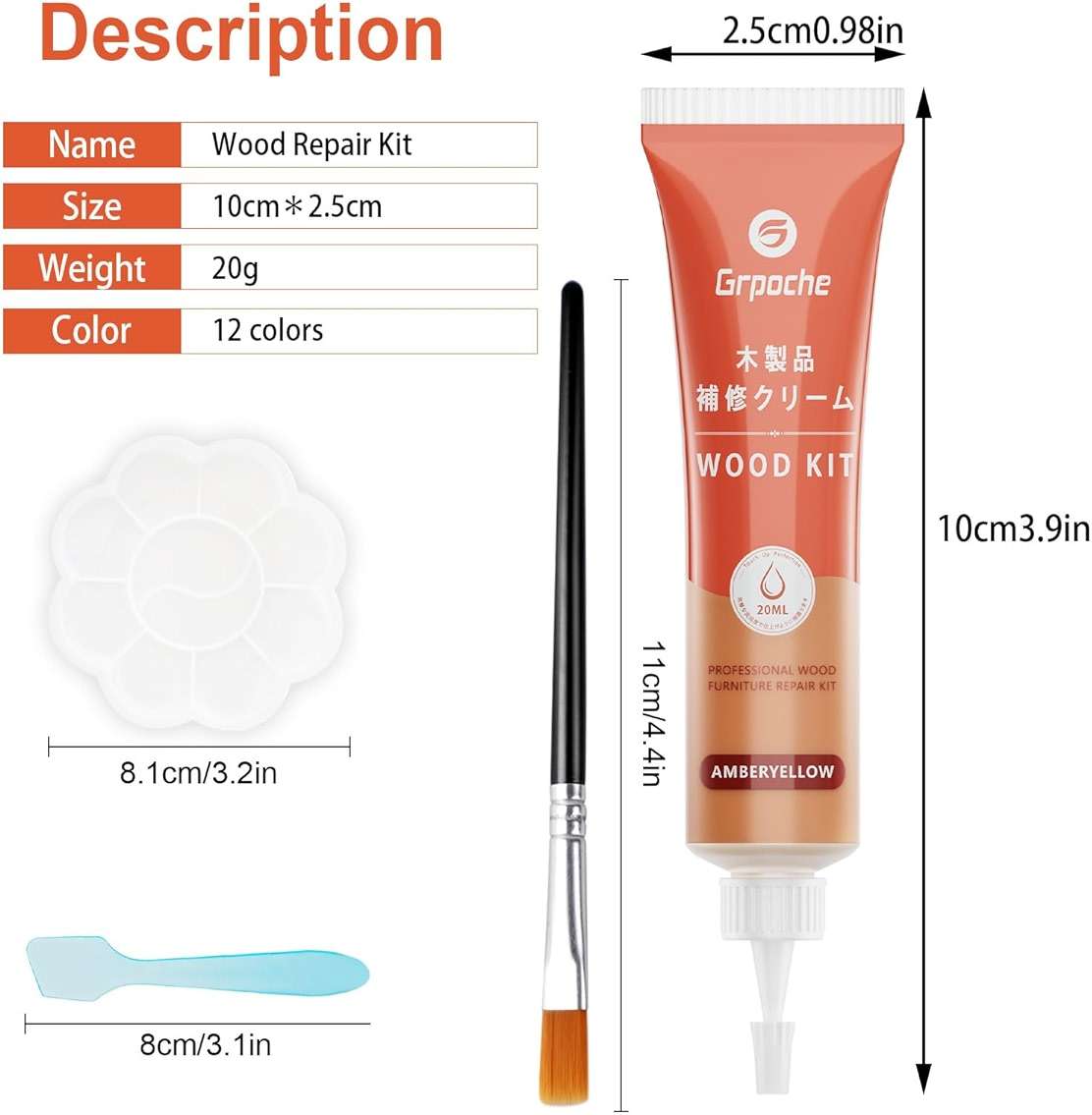 Wood Furniture Repair Kit, 12 Colors Wood Fillers Hardwood Laminate Floor Repair Kit Touch Up Paint Repair Scratch, Cracks, Stains, Discoloration for Furniture, Door, Cabinet, Floor, Table Surface - Image 3