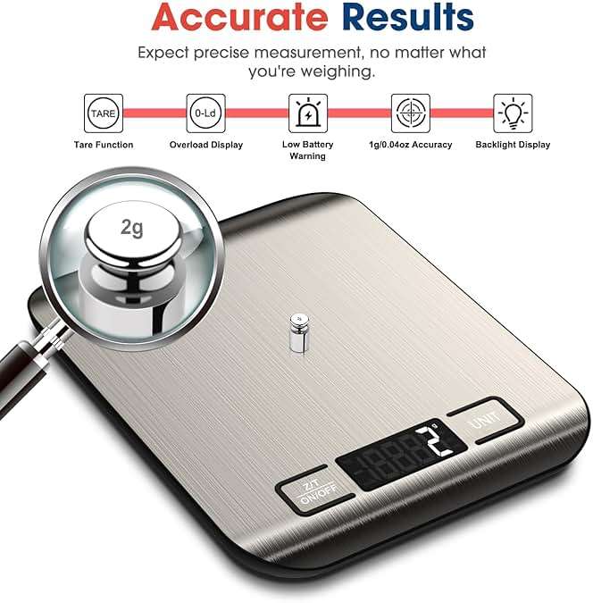 Mik-Nana Food Scale, 22lb Digital Kitchen Scale Weight Grams and Ounces for Baking Cooking Coffee Package Postage, 6 Units with Tare Function, LCD Display, Easy Clean Stainless Steel - Image 5