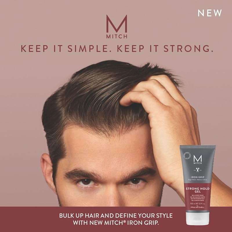 MITCH by Paul Mitchell Iron Grip Strong Hold Gel, High Hold, Medium Shine, For All Hair Types + Textures, 5.1 fl. oz - Image 4