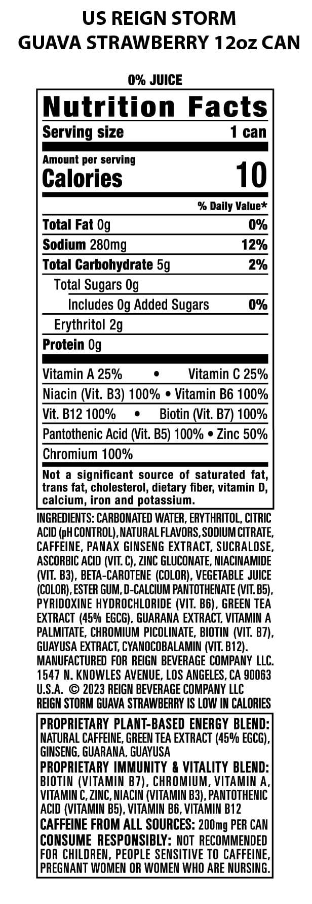 REIGN Storm, Guava Strawberry, Fitness & Wellness Energy Drink, 12 Fl Oz | Pack of 12 - Image 2