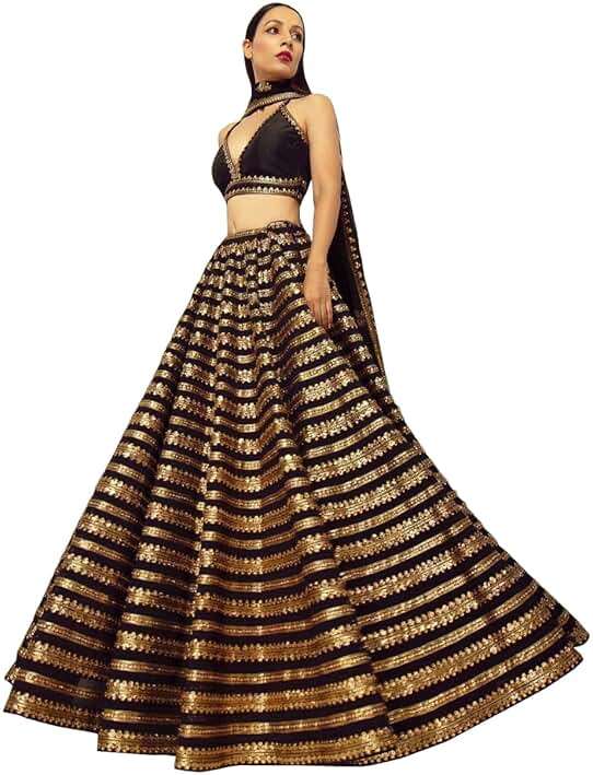 TRENDMALLS Silk Embroidery Lehenga Choli with Dupatta For Women (L251-Black-SemiStitch-FreeSize) - Image 1