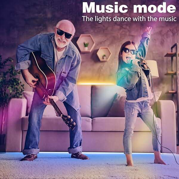 NBBUFF Led Lights for Bedroom 50ft (1 Roll), Color Changing RGB Led Strip Lights with 60 Keys Remote and App Control, Music Sync Led Lights for Room Kitchen Party Home Decor - Image 4