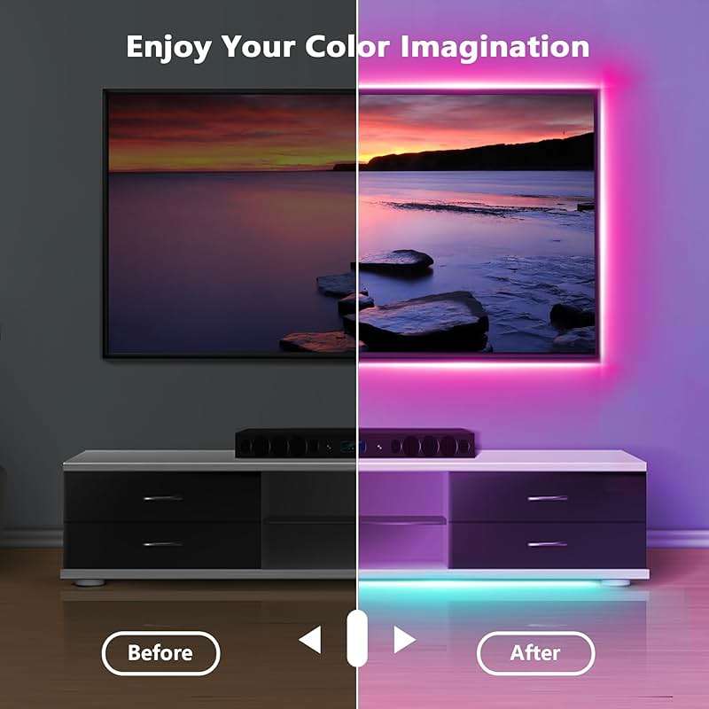 NBBUFF Led Lights for Bedroom 50ft (1 Roll), Color Changing RGB Led Strip Lights with 60 Keys Remote and App Control, Music Sync Led Lights for Room Kitchen Party Home Decor - Image 6