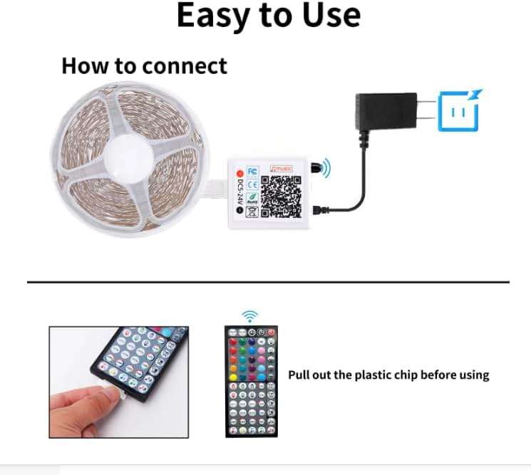 NBBUFF Led Lights for Bedroom 50ft (1 Roll), Color Changing RGB Led Strip Lights with 60 Keys Remote and App Control, Music Sync Led Lights for Room Kitchen Party Home Decor - Image 7