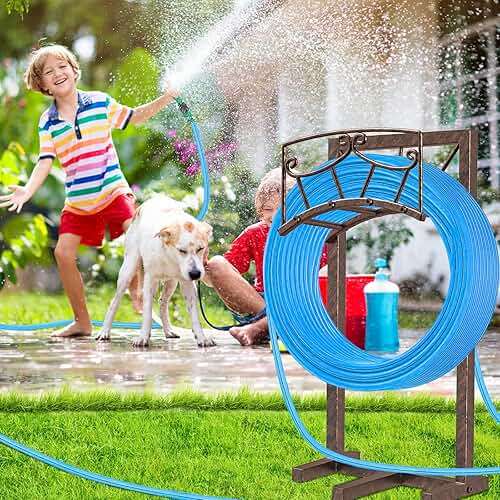 Gouisalin Garden Hose Holder, Heavy Duty Metal Water Hose Holders Hose Stand with 5 Spikes, Freestanding Hose Storage Rack Hose Hanger Holds 150ft Hose for Outside Yard Lawn Garden Decor - Image 2