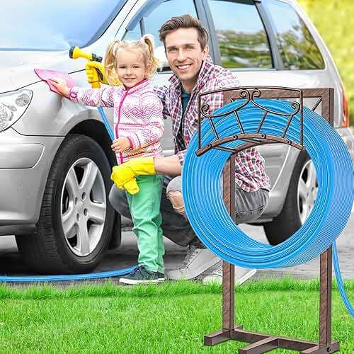 Gouisalin Garden Hose Holder, Heavy Duty Metal Water Hose Holders Hose Stand with 5 Spikes, Freestanding Hose Storage Rack Hose Hanger Holds 150ft Hose for Outside Yard Lawn Garden Decor - Image 5