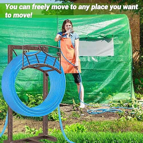 Gouisalin Garden Hose Holder, Heavy Duty Metal Water Hose Holders Hose Stand with 5 Spikes, Freestanding Hose Storage Rack Hose Hanger Holds 150ft Hose for Outside Yard Lawn Garden Decor - Image 7