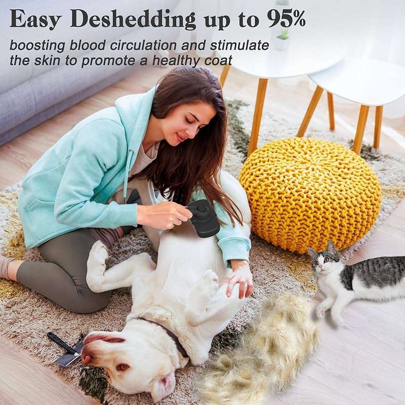 Dipoo Self Cleaning Shedding Brush - Skin Friendly Grooming Tool for Dogs, Cats, and Puppies, Deshedding and Hair Removal for Long and Short Haired Pets, Black - Image 5