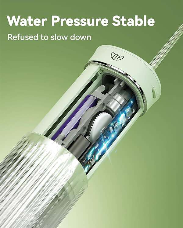 JTF Portable Water Flosser for Travel: Compact Mini Design, 3 Modes & 8 DIY Pressure Levels for Sensitive Teeth & Braces - with 5 Nozzles & Removable 230ml Tank, Cordless Oral Irrigator for On-The-Go - Image 5