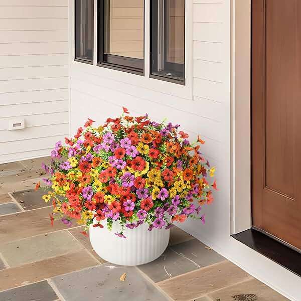 ZFProcess Artificial Flowers Faux Plants Outdoor Fake Flowers Spring Decor,12 Bundles Realistic Plastic Plant Colorful Daisy UV Resistant for Porch Patio Home Yard Garden Window Box Pot Planters - Image 6
