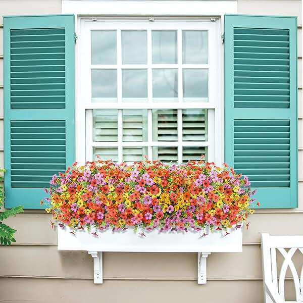 ZFProcess Artificial Flowers Faux Plants Outdoor Fake Flowers Spring Decor,12 Bundles Realistic Plastic Plant Colorful Daisy UV Resistant for Porch Patio Home Yard Garden Window Box Pot Planters - Image 7