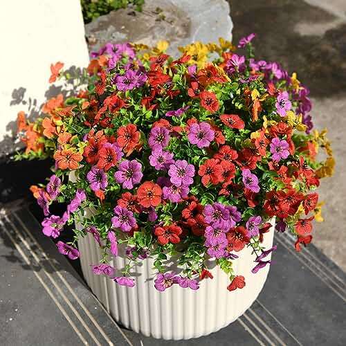 ZFProcess Artificial Flowers Faux Plants Outdoor Fake Flowers Spring Decor,12 Bundles Realistic Plastic Plant Colorful Daisy UV Resistant for Porch Patio Home Yard Garden Window Box Pot Planters - Image 9