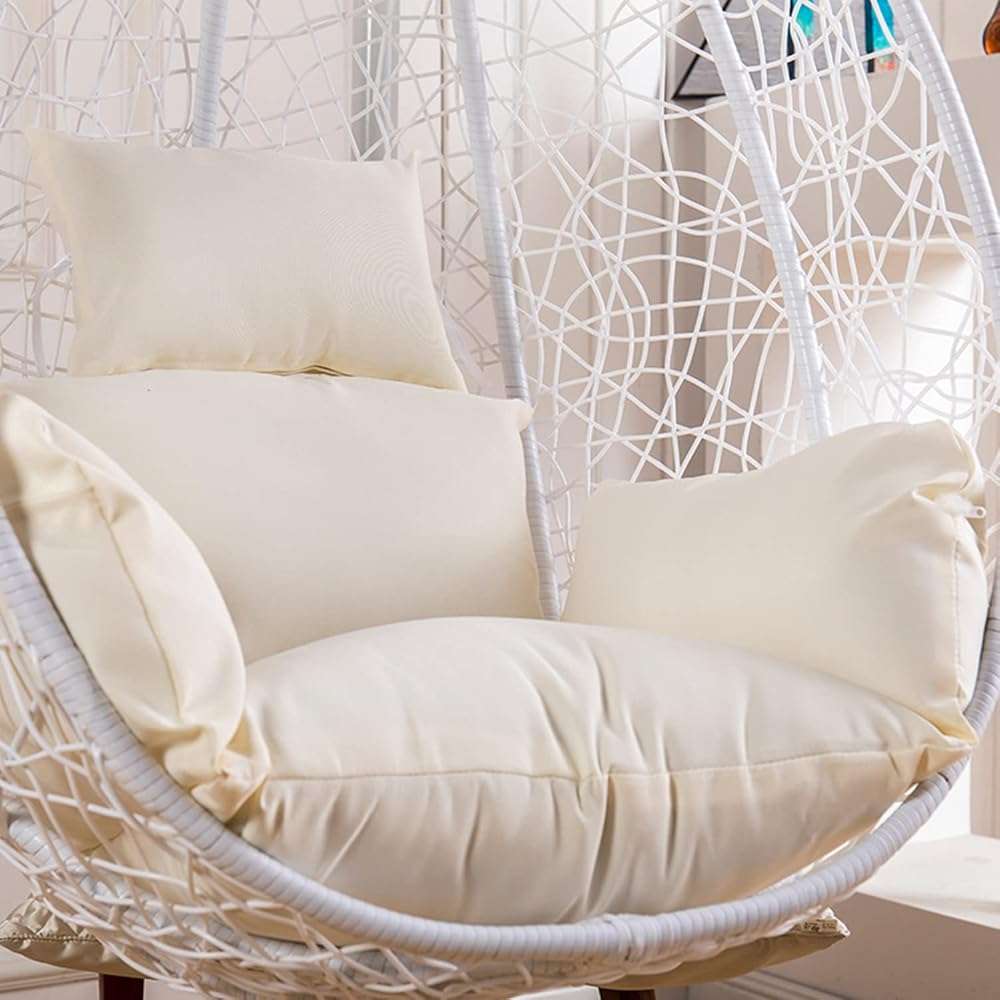 HCZION Egg Chair Cushions Cover,Hanging Basket Chair Seat Cushion Replacement Cover,Swing Chair Cushion Cover,No Padding-White - Image 1