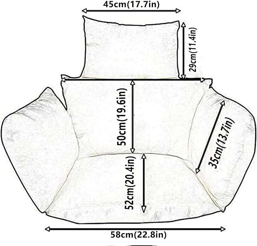 HCZION Egg Chair Cushions Cover,Hanging Basket Chair Seat Cushion Replacement Cover,Swing Chair Cushion Cover,No Padding-White - Image 2