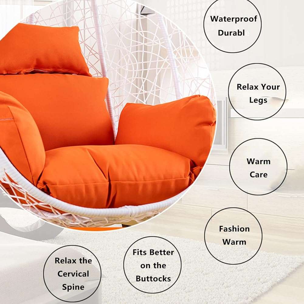 HCZION Egg Chair Cushions Cover,Hanging Basket Chair Seat Cushion Replacement Cover,Swing Chair Cushion Cover,No Padding-White - Image 4