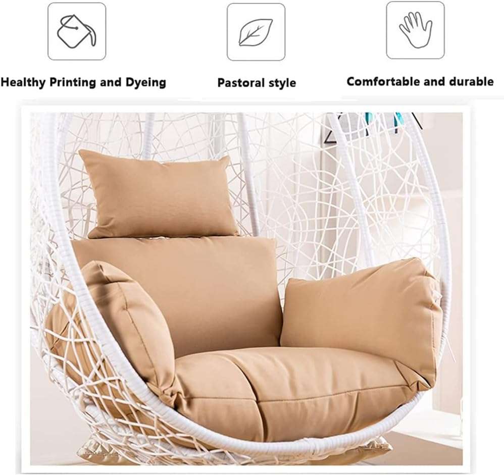 HCZION Egg Chair Cushions Cover,Hanging Basket Chair Seat Cushion Replacement Cover,Swing Chair Cushion Cover,No Padding-White - Image 5