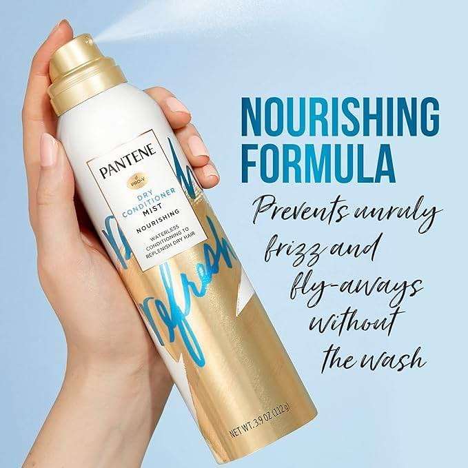 Pantene Dry Conditioner Mist Spray for Hair, 3.9oz, Blue - Instant Hydration and Frizz Control with Vitamin B5, Safe for Color Treated Hair, Pro-V Refresh - Image 4