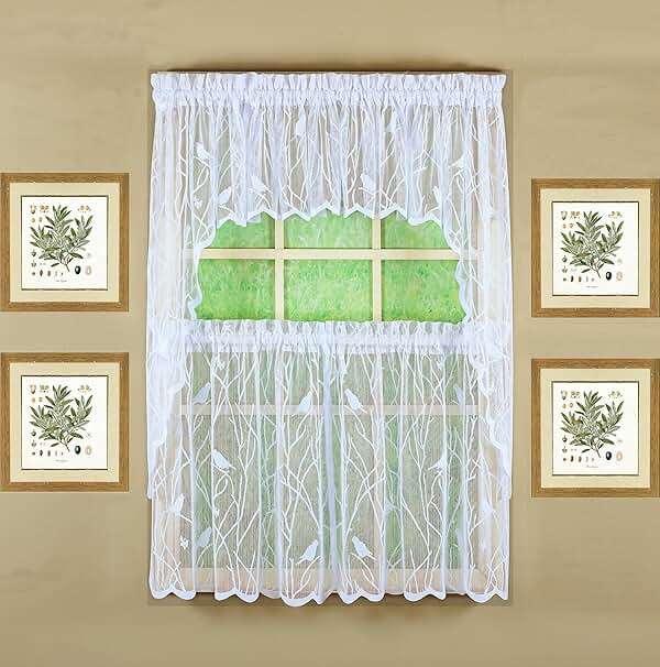 Today's Curtain, Songbird Semi-Sheer Lace Swag 38", White, 56" W x 38" L - Image 11